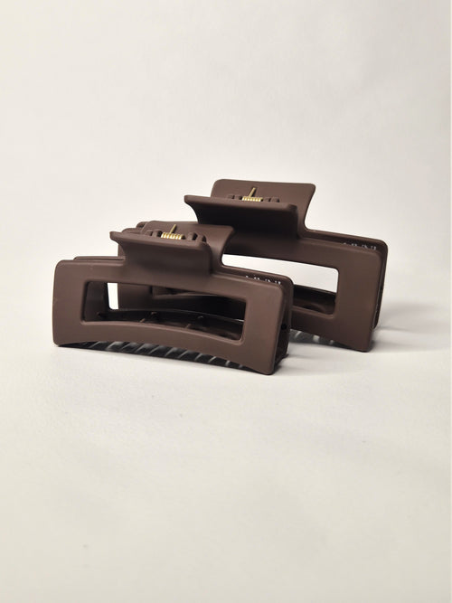 Hårklämma Classic Mocha i mjuk TPU, Medium 8,5 cm och Large 10,5 cm
